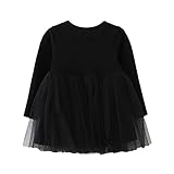 mioim ベビー服 ワンピース 長袖 女の子 ドレス 秋冬 チュニック 可愛い オシャレ チュールスカート 通園 発表会 プリンセススカート