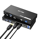 MT-VIKI KVMスイッチ HDMI、4K@60Hz/2K@144Hz KVM切替器、2PC-1モニタKVM、USB 3.0ポート×4 (USB-A*3+ USB-C*1)