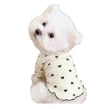 YBGGJO 犬服 ハートロングスリーブ 春夏 秋冬 犬の服 長袖 かわいい おしゃれ 猫 小型犬 中型犬 ペット用品 (ホワイト, S)