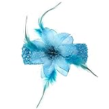 Domybest 1pcs ヘアバンド ヘアアクセサリ リボン 結婚式 人工フェザー レース 花 ベビー 女の子 コットン 写真小道具 出産祝い 内祝い お宮参り 誕生日 旅行 お出かけ