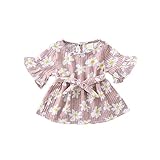 夏ベイビー服 女の子ワンピース Pojour 花スカート キッズ用かわいいファッションワンピース 子供ギフト 綿 通気 80cm ピンク
