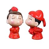 Flameer 結婚式　ギフト中華風　花嫁＆新郎　マイクロ風景　装飾　樹脂　庭　DIY　1ペア　　飾り物