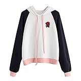 パーカー レディース トップス Glennoky 少女 刺繍花柄 プルオーバー ブラウス スウェットパーカー ロング丈 ゆったり 体型カバー ドローストリング フーデッド レディースパーカー スウェッ