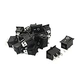 uxcell　ロッカースイッチ　3ピン　ブラック ヘッド　長方形　 SPDT ON/OFF AC250V 6A AC125V 10A　15個入