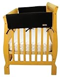 Trend Lab Fleece CribWrap Rail Covers for Crib Sides (Set of 2), Black, Wide for Crib Rails Measurin