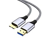 USB3.0 ケーブル MicroB USBケーブル タイプAオス - マイクロタイプBオス 5Gbps 高速データ転送 急速充電 高耐久性 外付けHDD/SSD/ハードドライブ/HDカメラなど対応 0.5M グレー
