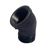 Everflow Supplies BMSF0012 1/2" 45 Degree Street Malleable Iron Fitting for High Pressures with Blac