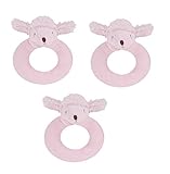 Angel Dear 3個リングRattlesセット、ピンクプードル