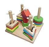 【KUENTAI】子供学ぶ 木のおもちゃ 知育玩具 子供 はめこみ 形合わせ パズル スティック 棒さし キッズ 幼児 赤ちゃん セット (5本棒さし)