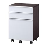 国産 完成品 大きなハンドルで開閉がスムーズなワゴン C3D-ワゴンウェンジ+ホワイト前板[幅41.1cm 高さ60cm] 6110666