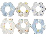 TMVOK よだれかけ スタイ 出産祝い 360度回転 調整可能 6重 6枚セット かわいい動物 男の子 女の子 ベビー ビブ ガーゼ 赤ちゃん エプロン お 食事 エプロン 100％綿製 ユニセック