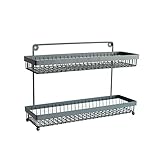 多機能ダブルレイヤー錬鉄製台所調味料貯蔵/バスルームラックテーブルスイング壁掛けデュアルユース