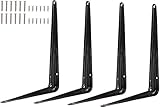 棚受け ブラケット 黒 4本セット (300mm × 250mm) ビス24本付き DIY ccr