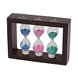 RongSa砂時計 ウッド+ガラス インテリアタイマー 砂タイマー （1+2+3分計） 11.5×8.5cm-1個