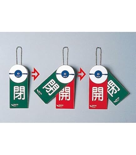 Amazon | 日本緑十字社 回転式バルブ開閉札 開OPEN(赤)⇔閉CLOSE(青