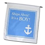 3Dローズ InspirationzStore イベント ‐ Ships Ahoy Its a Boy(おーい、赤ちゃんは男の子だ)の文字 ‐ ベビーシャワー向け ‐ 薄いパウダーブルーに白いアンカー