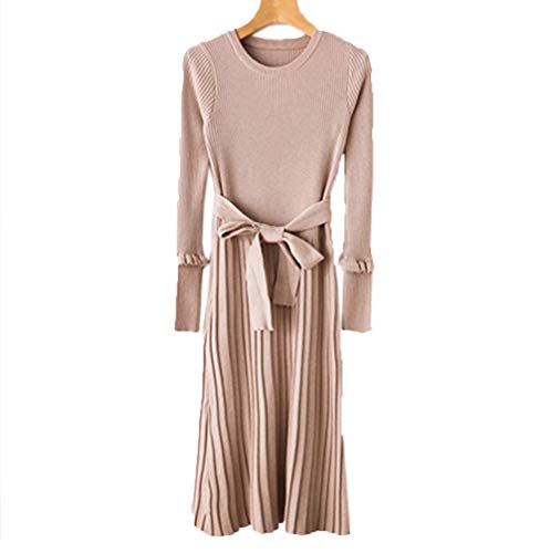 Mua 美しいです ニットワンピース プルオーバー セーター ドレス 長袖 ワンピース ボトムシャツ カジュアル ニットワンピ ウェスト締める インナーウェア 写真色al Tren Amazon Nhật Chinh Hang Fado