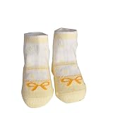 Sunshinebag ベビー ソックス 新生児 赤ちゃん用 ルームソックス 滑り止め 靴下 もこもこ キッズソックス 女の子 男の子 秋冬用 折り返しくつ下 出産祝い (0-6月, 黄)