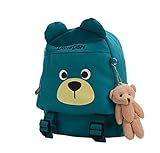 Moka Club 子供 用 リュック サック クマ 熊 柄 キーホルダー 付き 通園 遠足 キャンプ キッズ 幼児 園児 緑 グリーン