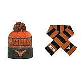 NCAAテキサスLonghorns Belowzeroビーニー帽子とストライプラグビースカーフ2パックバンドル