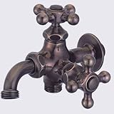 立水栓/水栓柱に取付け ガーデニング二口万能蛇口(仙徳メッキ)十文字