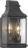 Elk 701-C 5-1/2 by 10-1/2-Inch Jefferson 2-Light Outdoor Wall Lantern with Water Glass Shade, Charco