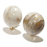 OVER RAG ドイツ製アクリルカボションラウンドイヤリング レトロ可愛いイヤリング 大きめイヤリング イヤリング アクリル 大きい レトロ トレンド 大ぶりイヤリング 2017 (ライトグレー)