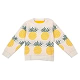 MNBS　子供服 キッズ セーター 男の子 女の子 ニット　パイナップルの模様 あったか かわいい カジュアル 秋冬 長袖 カットソー　ホワイト　80cm