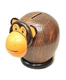 バリタイImportsハンドメイド木製Monkey Money Bank
