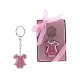 Lunaura Baby Keepsake - Set of 12 Girl Baby Clothes with Crystals Key Chain Favors - Pink by Lunaura