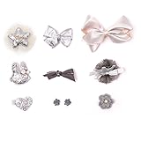 Ximeng 赤ちゃん少女の小さなブティックリボンのヘアクリップ、赤ちゃんの女の子のための髪の毛、十代のためのヘアピン、10種類のスタイルのセット (銀)
