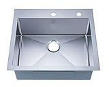 Stufurhome NW-2522SO Over Mount Stainless Steel 2-Hole Single Bowl Kitchen Sink, Satin, 25 by Stufur