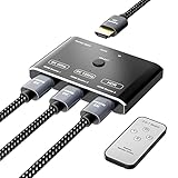 CABLEDECONN3ポートHDMI2.1 切替器 HDR 3In 1Out8Kスイッチャーリモートコントロール付き指向性8K@60Hz 4K @ 120Hz HDR 48Gbps3DHDMIビデオコンバーターPS5XboxxHDMITVモニターと互換性があります