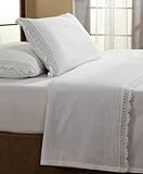 Be-you-tiful Home Cotton Crochet Sheet Set Full White [並行輸入品]