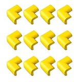 Jolieer 超弾力 コーナークッション ケガ防止 両面テープ付き コーナーガード 赤ちゃん ガード ー 12パック (L型厚手（角）, 黄色)