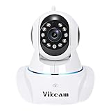 Vikcam ネットワークカメラ 720P高画質ワイヤレス監視カメラ ベビーモニター SDカード録画 スピーカーマイク内蔵 双方向対話でき 遠隔操作 回転移動機能 動体検知 暗視機能搭載 一年間保証 