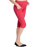 Liang Rouマタニティベリーサポートmini-ribbedストレッチカプリレギンス US サイズ: M カラー: レッド