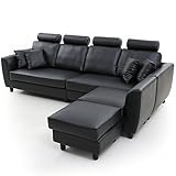 ソファ ソファー カウチソファ 3人掛け ポケットコイル 全面ヘッドレスト PUレザーブラック