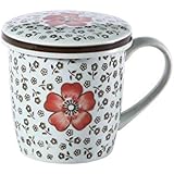 西田(Nishida) 蓋付マグカップ(赤い椿)400ml/コップ/カップ/和食器 120021