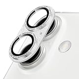 Podick カメラカバー iPhone16 /16 Plus用 カメラフィルム キラキラ 9H強化ガラス アルミ合金 耐衝撃 いphone16/16plus カメラ保護 高透過率 キズ防止 露出オーバー防止 一体化 全面保護 気泡ゼロ 指紋防止 貼り付け簡単 アイフォン16/16プラス 対応 レンズプロテクター シルバー