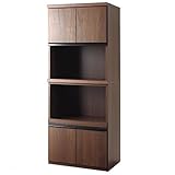 タンスのゲン 食器棚 高さ150cm 国産完成品 幅60cm 収納 2口コンセント スライド棚 レンジ台 KOGARASAN ブラウン 24900016 BR