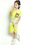 SOPO幼児用ガールズ夏服装ドットパッチワーク2 pcスポーツセットイエロー3t – 6t カラー: イエロー