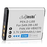 MINSHI D-LI88互換 バッテリー3.7V 1800mAh互換バッテリー Pentax対応 Optio H90、P70、P80、DB-L80 カメラ対応
