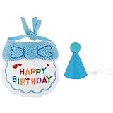 SSZYMAOYI 犬 誕生日 犬 帽子 猫 誕生日 犬 誕生日グッズ 蝶ネクタイ スタイ 猫 タオル かわいい唾液タオル 誕生日帽子 誕生日グッズ 飾り付け プレゼント ペット服 (ブルー)