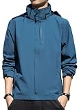 [アスペルシオ] フルジップ 立襟 パーカー お洒落 アウター メンズ カッコいい ストリート系 長袖パーカー スポーツウェア スタンドカラー チャック付き フーディー ウィンドブレーカー フード付き マウンテンパーカー ウインドブレーカー ブルゾン パーカ ヒップホップ ファッション ベーシック デザイン 上着 ジャンパー カジュアルジャケット ジャケット ナイロンパーカー (L) ブルー