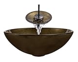 Aurora Sinks A28-ORB-G Bathroom Ensemble with Grid Drain, Foil Undertone Glass Vessel, Sink, Ring an