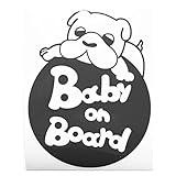 ブラック（黒） 犬 ブルドッグ Baby on board ベビーオンボード ステッカー 窓ガラス用シールタイプ 車 円戌 干支 動物