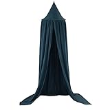 EZBUY　キッズベッドキャノピードーム　プレイテント,コットンリネン　蚊帳　子供の寝室用,ベビールーム装飾,室内室外用のウィグワム,子供の家　高さ240cm (濃い緑色)