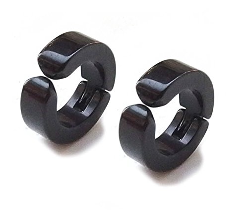 FdP1年保証付き イヤーカフ 2個セット フェイクピアス (ブラック)