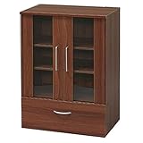 アイリスオーヤマ ガラスキャビネット 幅58.2×奥行39.1×高さ81.4cm ウォールナット RF-9060G
